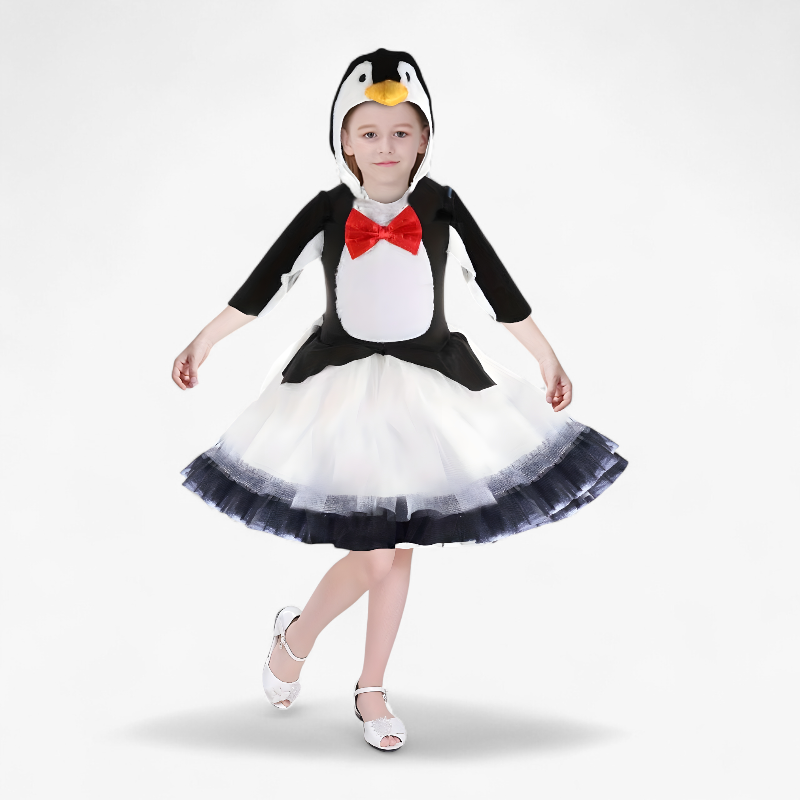 Penguin Costume for Children – Includes Hat, Bow Tie, and Tulle Skirt