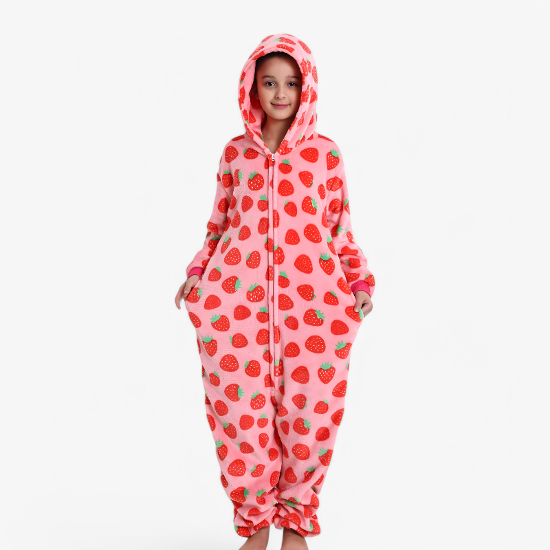 Strawberry Onesie for Kids – Soft and Comfortable with Hood