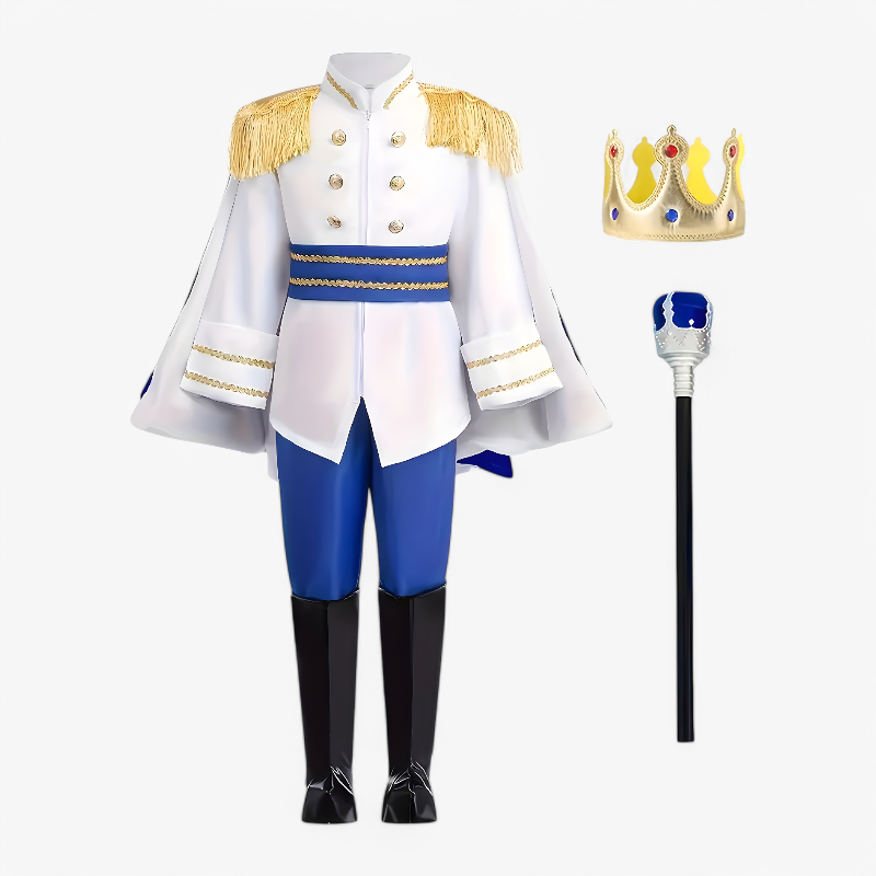 Children's Prince Costume – Royal Outfit with Crown, Staff, and Cape