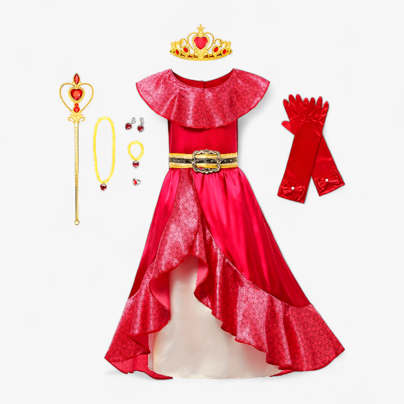 Elegant Princess Dress for Children – Includes Tiara, Wand, and Jewelry