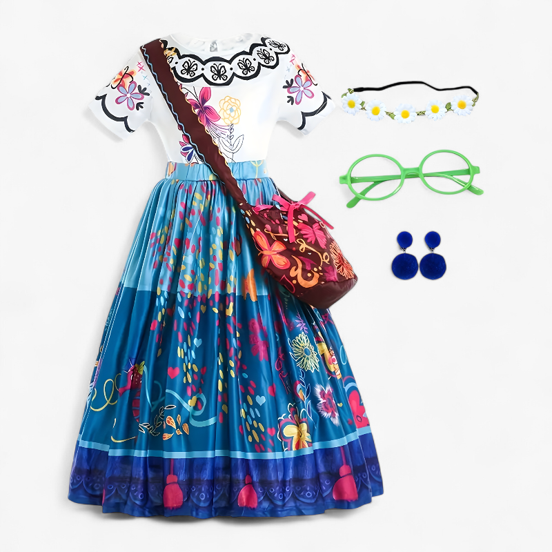 Mirabel Costume from Encanto for Children – Includes Headband, Glasses, and Bag