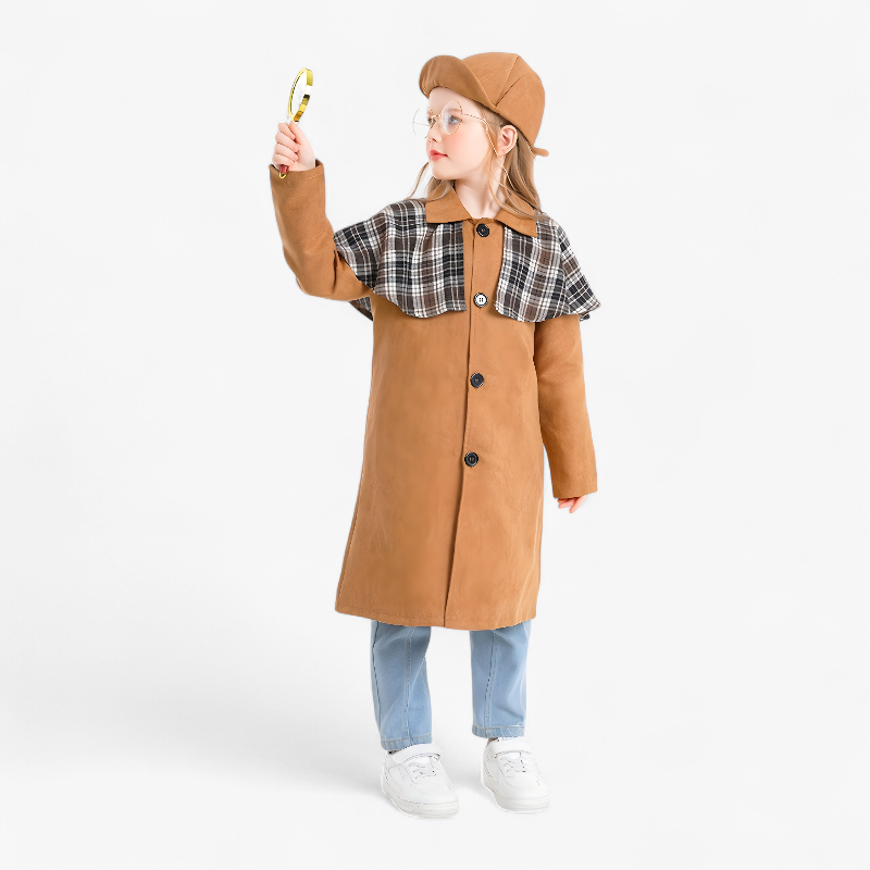 Detective Costume for Children – Includes Hat, Coat & Accessories