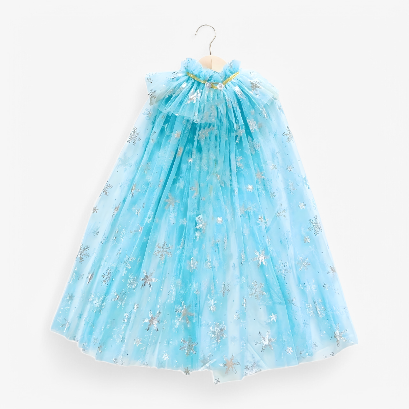Enchanting Princess Set – Snowflake Cape with Crown and Magic Wand