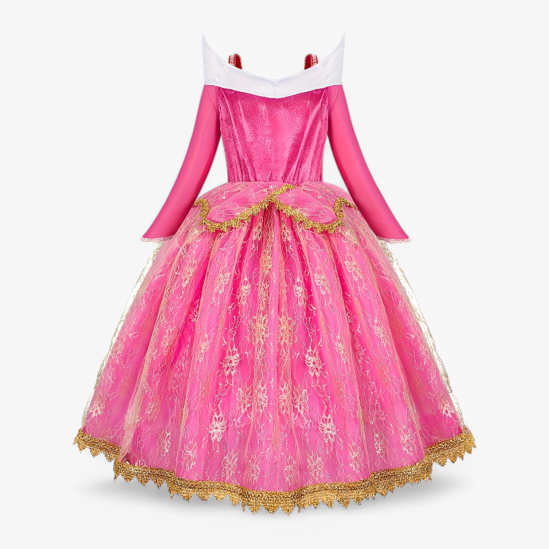 Bezauberndes Prinzessinnenkleid für Mädchen – mit langen Ärmeln und goldenen Akzenten