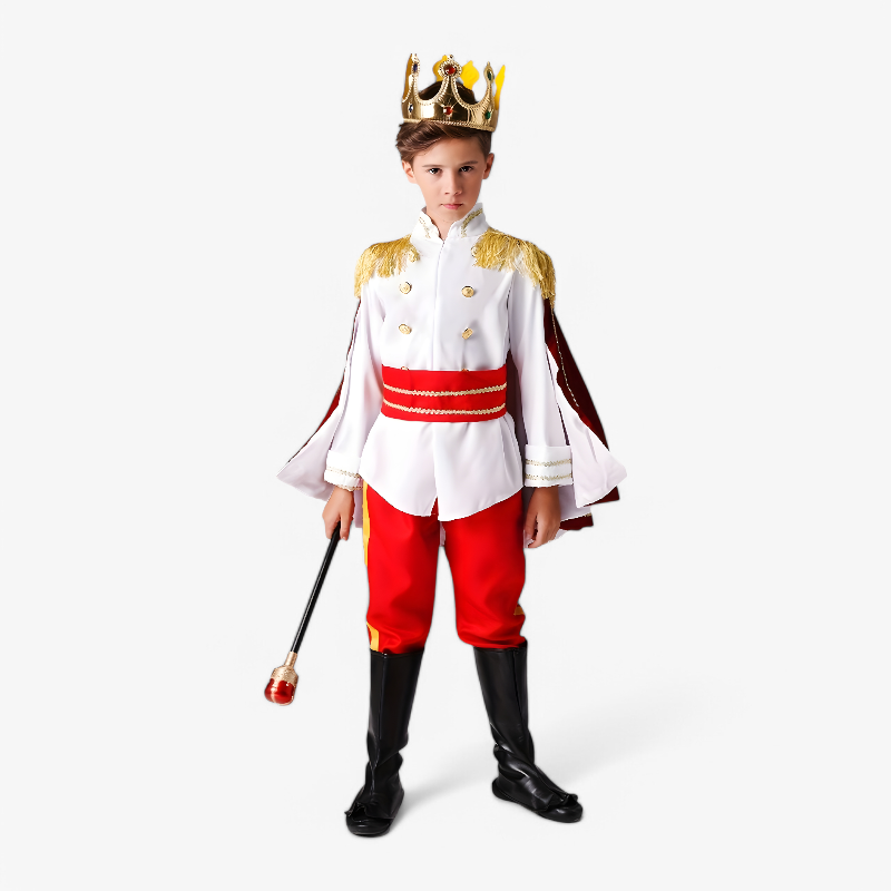 Children's Prince Costume – Royal Outfit with Crown, Staff, and Cape