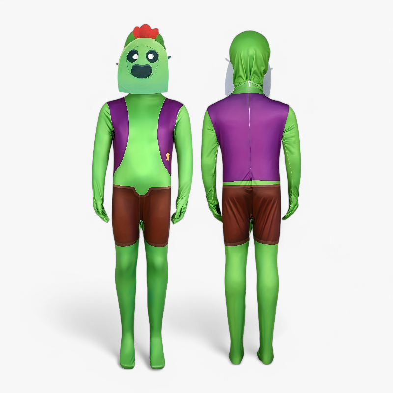 Spike Jumpsuit Costume – Green Outfit with Hat for Boys and Girls