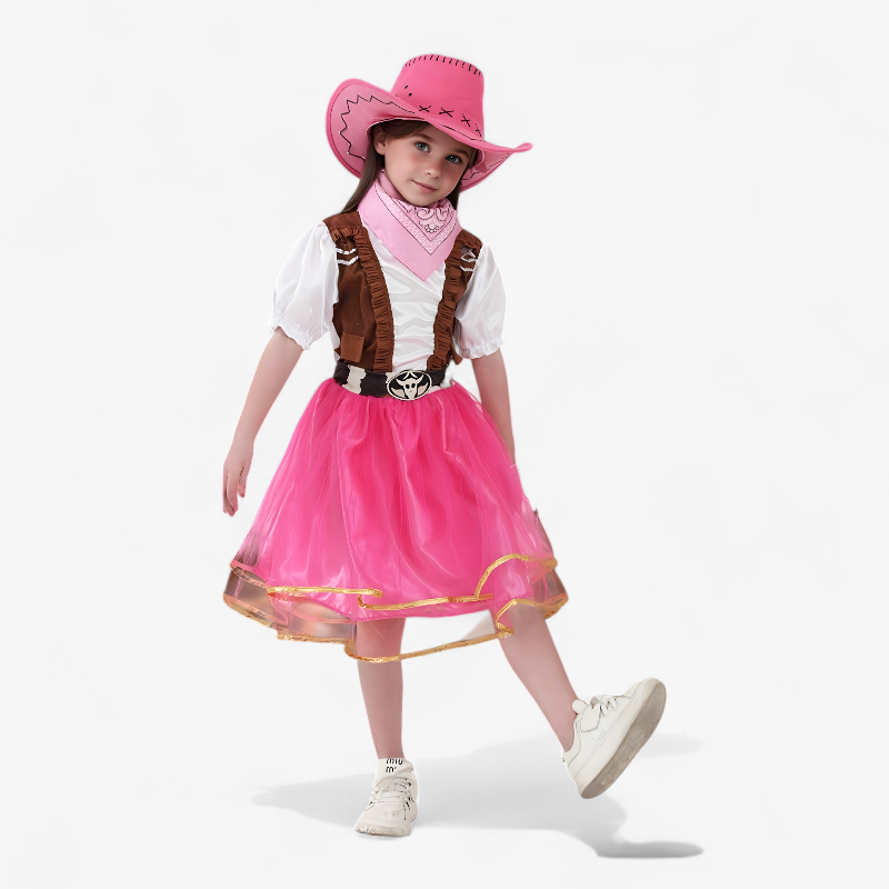 Cowgirl Costume for Girls – Includes Hat, Scarf, and Skirt for Parties and Adventures