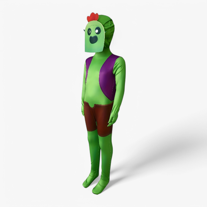 Spike Jumpsuit Costume – Green Outfit with Hat for Boys and Girls