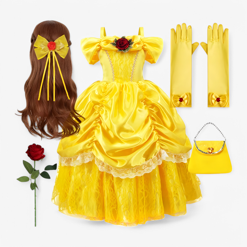 Enchanting Princess Dress for Children – With Tiara and Magical Wand