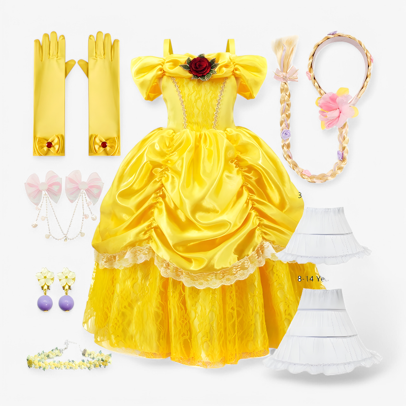 Enchanting Princess Dress for Children – With Tiara and Magical Wand