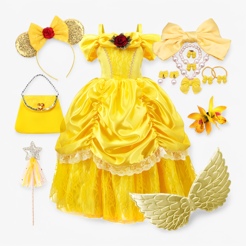 Enchanting Princess Dress for Children – With Tiara and Magical Wand