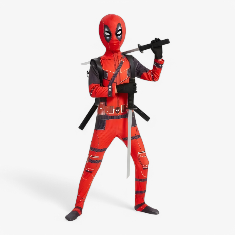 Deadpool Superhero Costume – With Swords and Luxury Mask for Kids