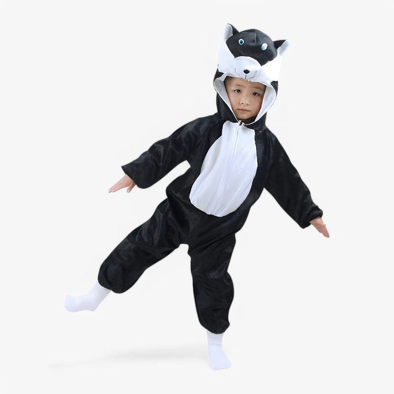 Black Animal Onesie for Children – Includes Hood and Ears