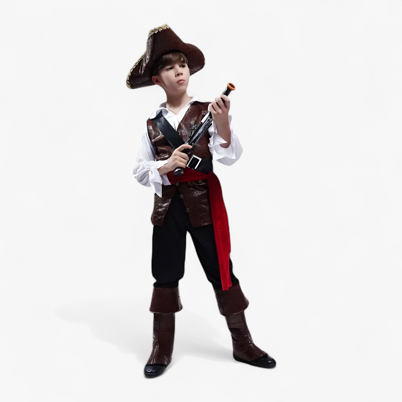 Pirate Costume for Kids – Deluxe Jack Sparrow Outfit with Hat, Belt, and Detailed Jacket