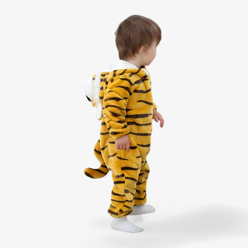 Adorable Tiger Baby Onesie – Flannel Romper with Ears and Tail for Babies