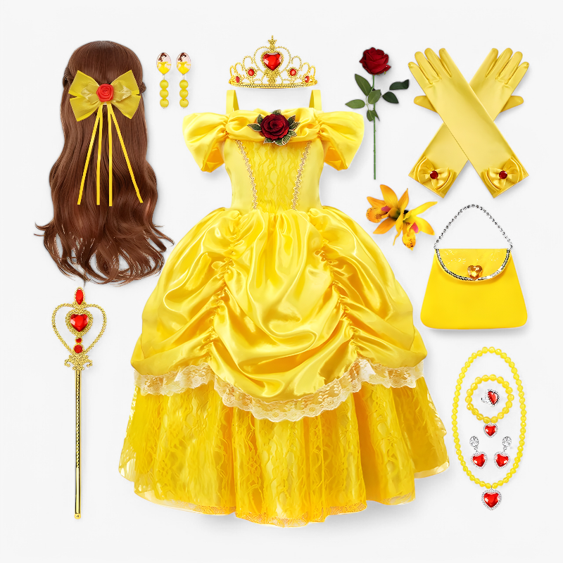 Enchanting Princess Dress for Children – With Tiara and Magical Wand