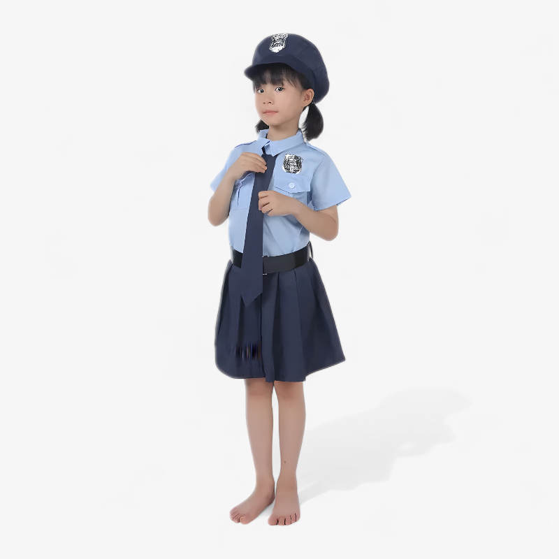 Police Costume for Girls – Includes Walkie Talkie, Whistle, and Traffic Whistle
