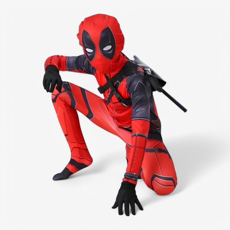 Deadpool Superhero Costume – With Swords and Luxury Mask for Kids