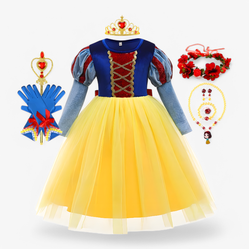 Magical Princess Dress for Children – Includes Tiara, Scepter, and Gloves