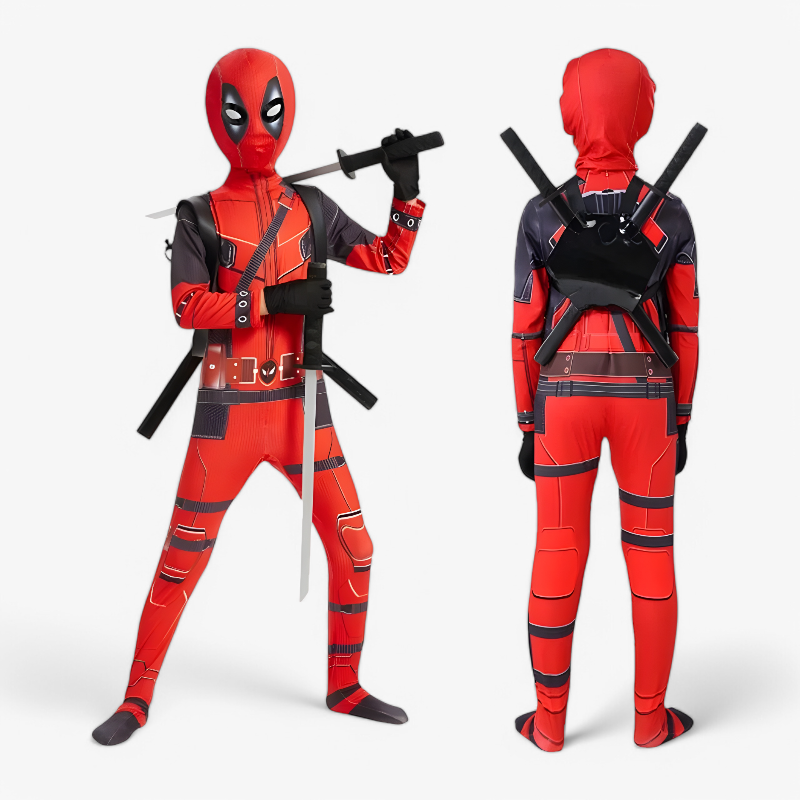 Deadpool Superhero Costume – With Swords and Luxury Mask for Kids