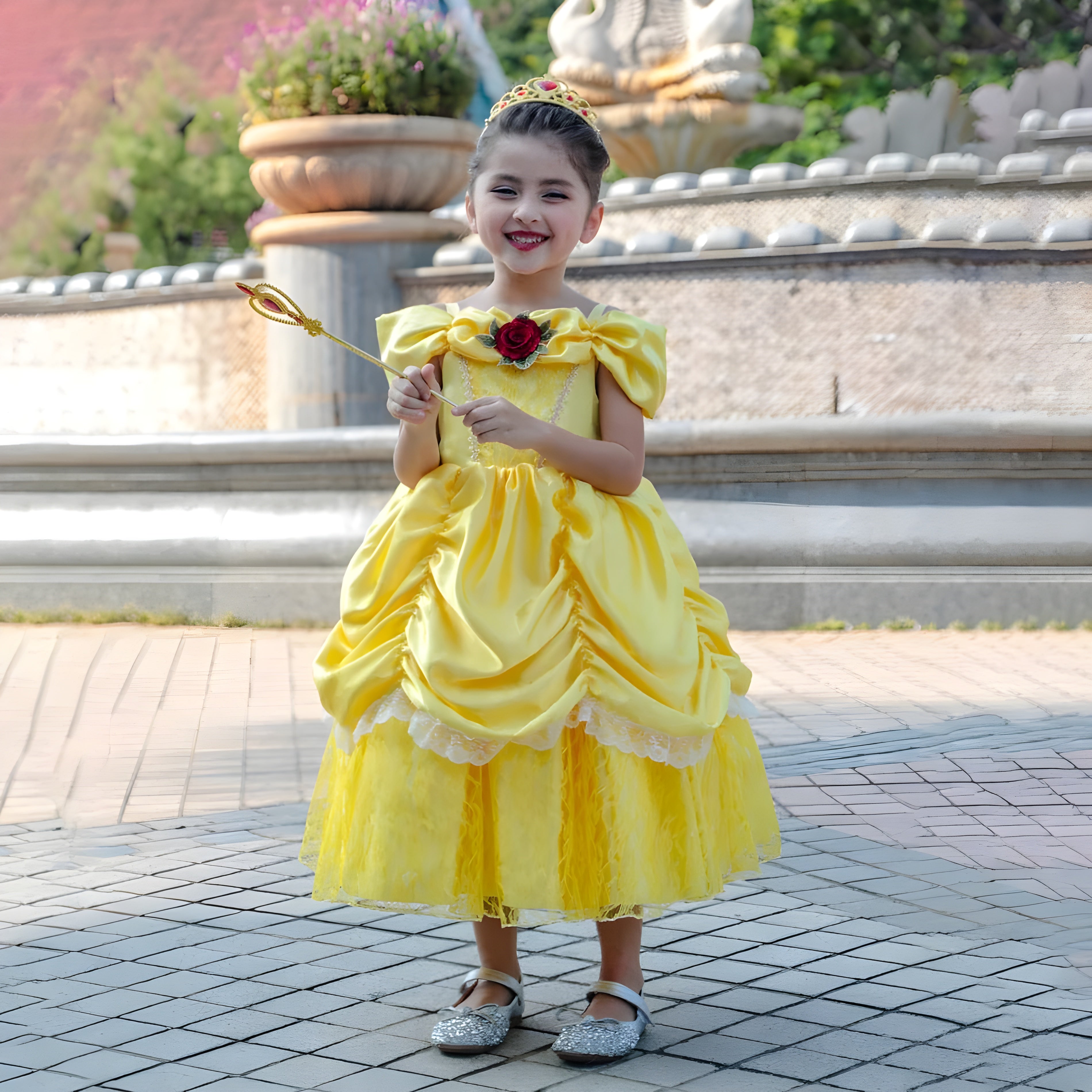 Enchanting Princess Dress for Children – With Tiara and Magical Wand