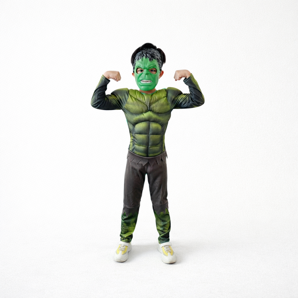 Robustes Superheldenkostüm für Kinder – mit Muskeldesign und Maske