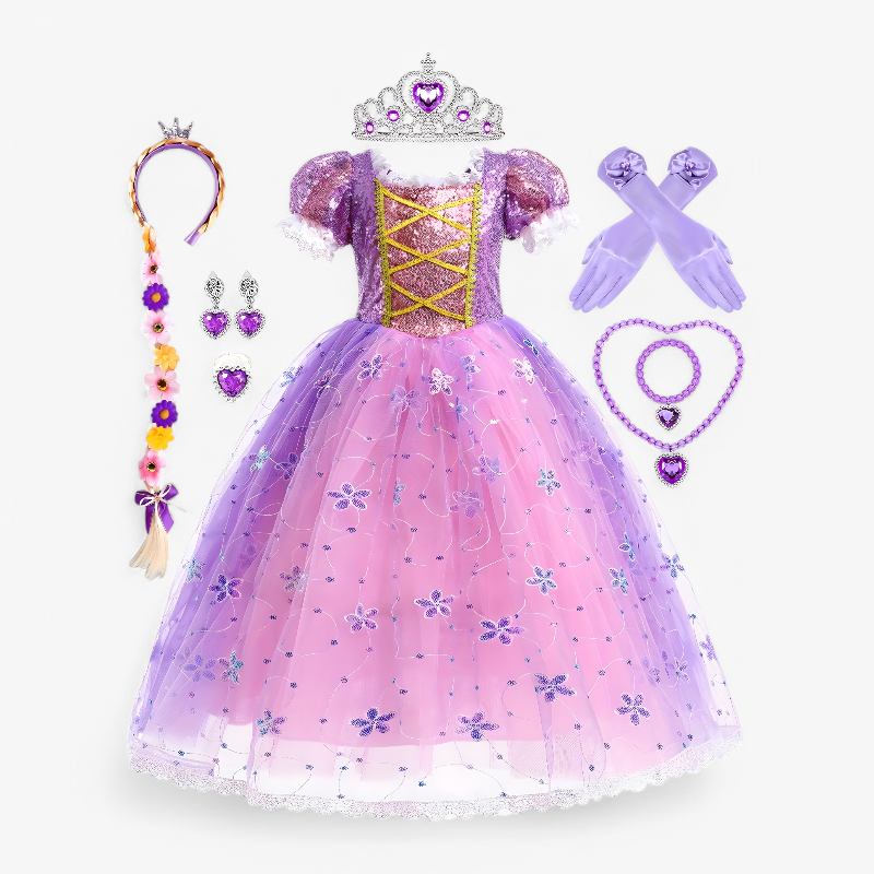 Enchanting Purple Princess Dress – Includes Crown, Jewelry, and Bag