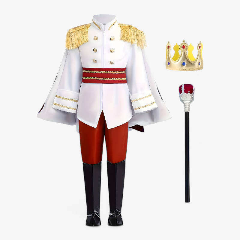 Children's Prince Costume – Royal Outfit with Crown, Staff, and Cape