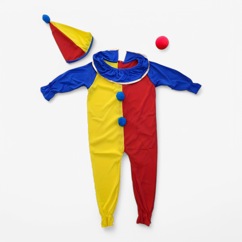 Cute Clown Costume for Children – Complete with Hat and Clown Nose