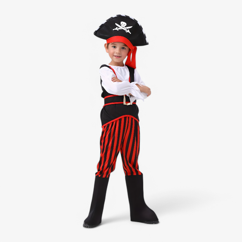 Pirate Costume for Boys – Complete with Hat, Belt, and Striped Pants