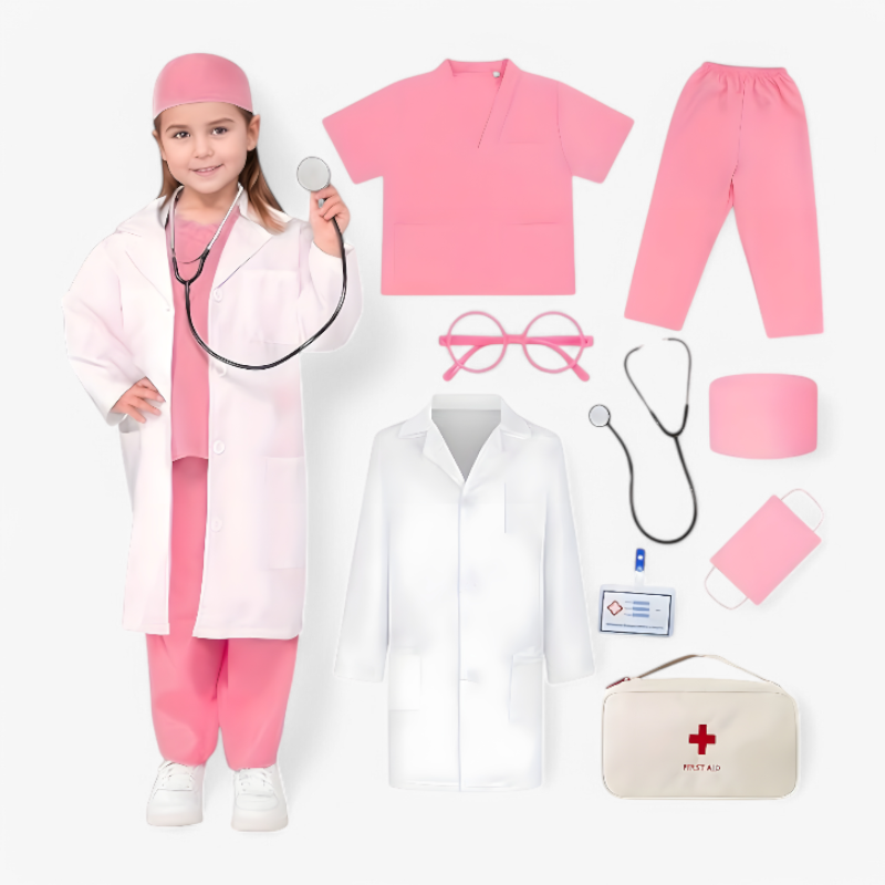 Doctor Costume Set for Children – Complete with Lab Coat, Stethoscope, and Medical Accessories