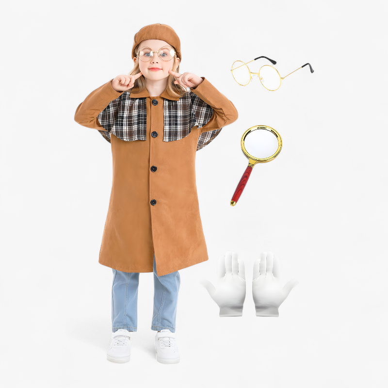 Detective Costume for Children – Includes Hat, Coat & Accessories