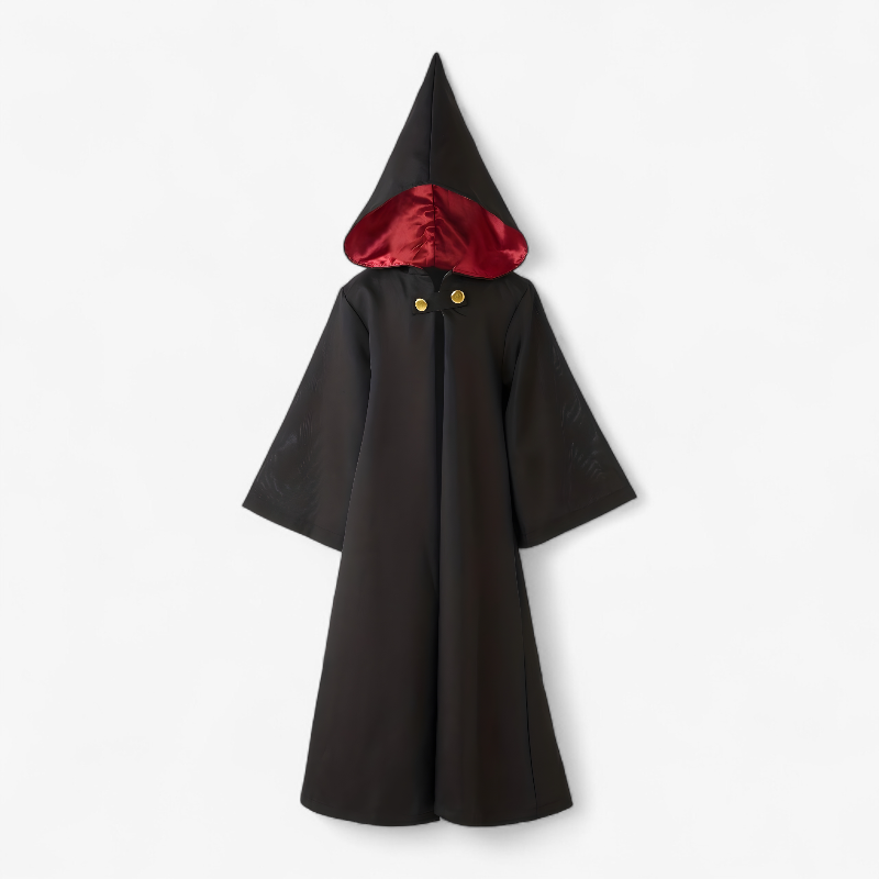 Zestaw kostiumu czarodzieja dla chłopców – zawiera pelerynę, kapelusz, różdżkę i okulary do magicznych przygód