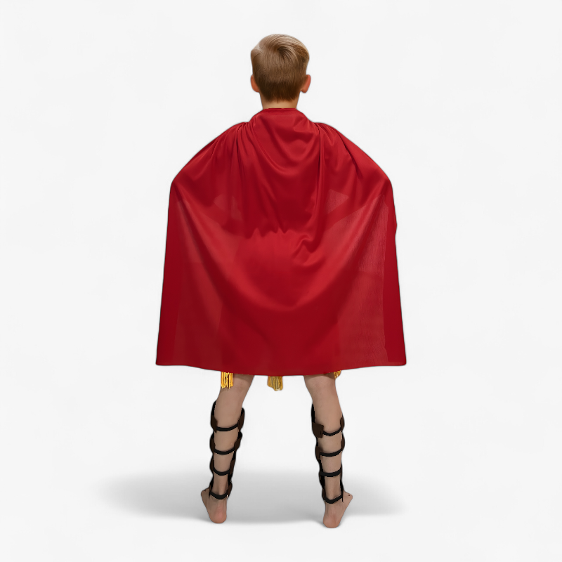 Roman General Costume for Children – Includes Headpiece, Cape, and Leg Guards