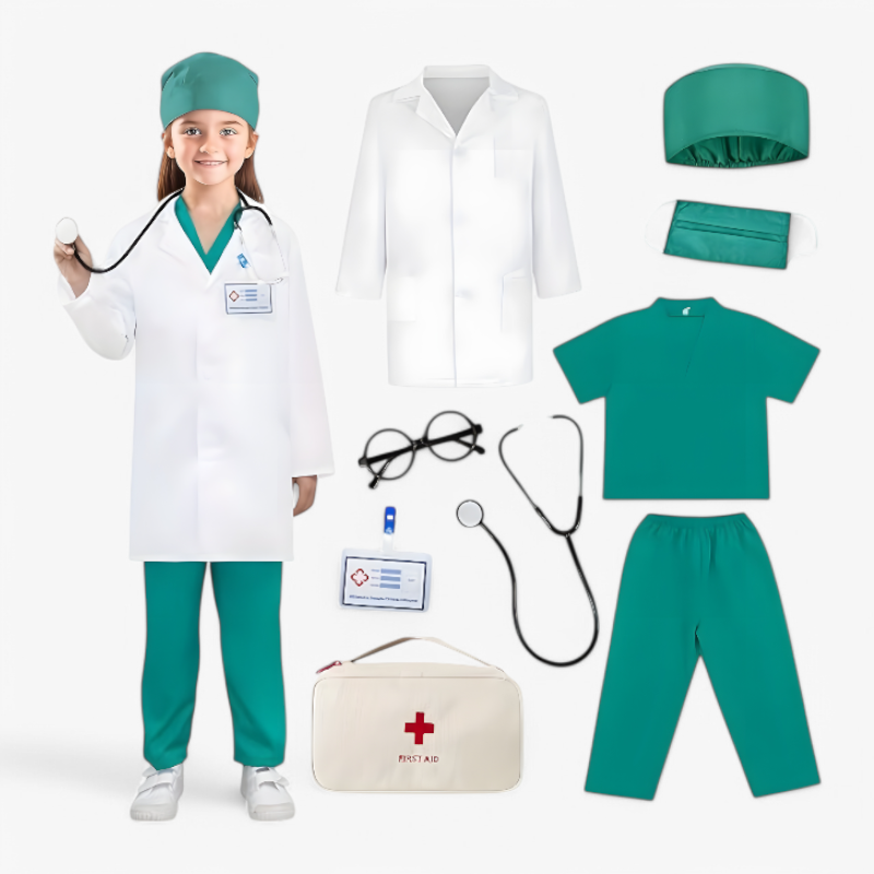 Doctor Costume Set for Children – Complete with Lab Coat, Stethoscope, and Medical Accessories