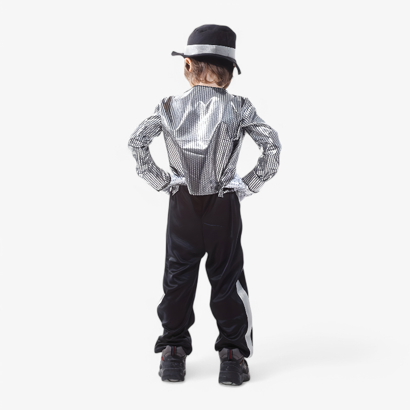 Joyful Rockstar Costume for Kids – Shiny Jacket, Hat, and Gloves Set