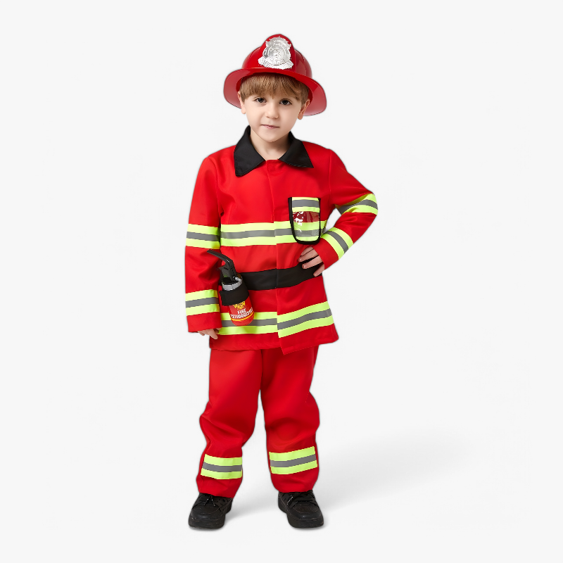 Firefighter Costume for Kids – Includes Helmet and Fire Extinguisher