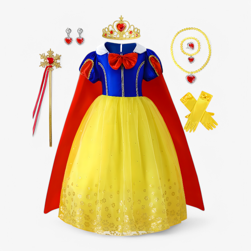 Snow White Princess Outfit for Girls – Includes Crown and Accessories