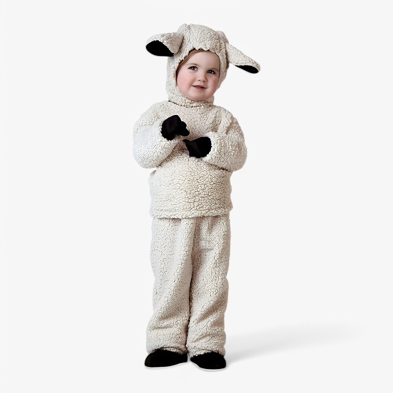 Soft Sheep Costume for Kids – Complete Set with Hat, Gloves, and Shoes