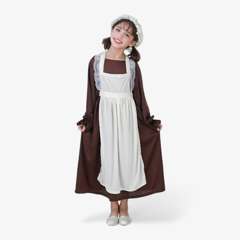 Vintage Pinafore Dress for Girls – Includes Hat and Lace Details