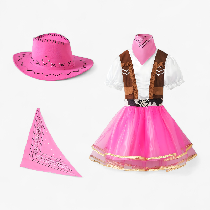 Cowgirl Costume for Girls – Includes Hat, Scarf, and Skirt for Parties and Adventures