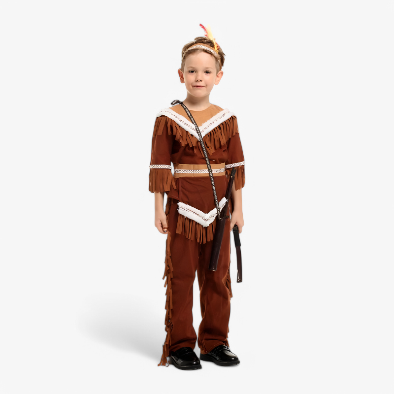 Native Hunter Costume for Children – Includes Headband and Belt