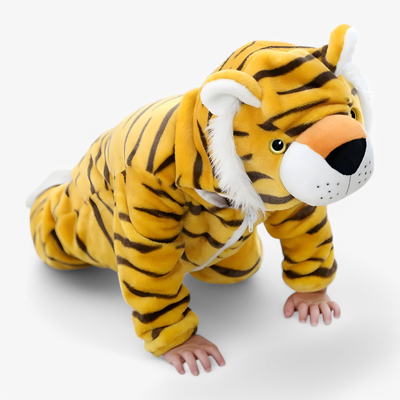 Adorable Tiger Baby Onesie – Flannel Romper with Ears and Tail for Babies