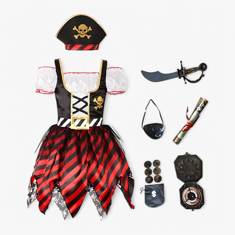 Deluxe Pirate Costume for Girls – Includes Hat, Sword, and Pirate Accessories