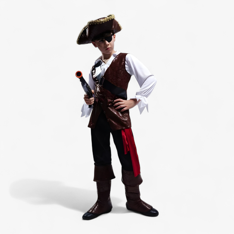 Pirate Costume for Kids – Deluxe Jack Sparrow Outfit with Hat, Belt, and Detailed Jacket