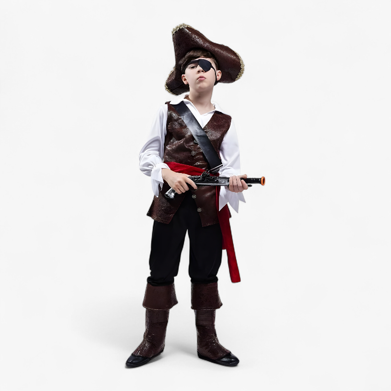Pirate Costume for Kids – Deluxe Jack Sparrow Outfit with Hat, Belt, and Detailed Jacket