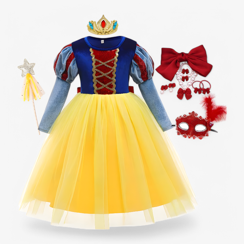 Magical Princess Dress for Children – Includes Tiara, Scepter, and Gloves