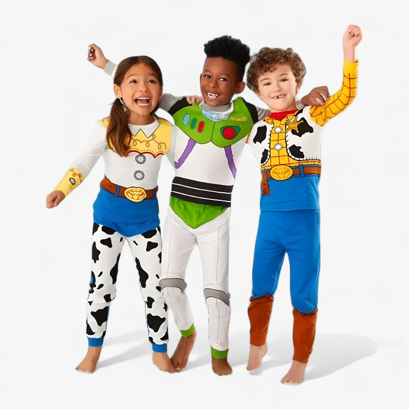 Cartoon Costume Set for Children – Includes Sweater and Pants with Character Designs