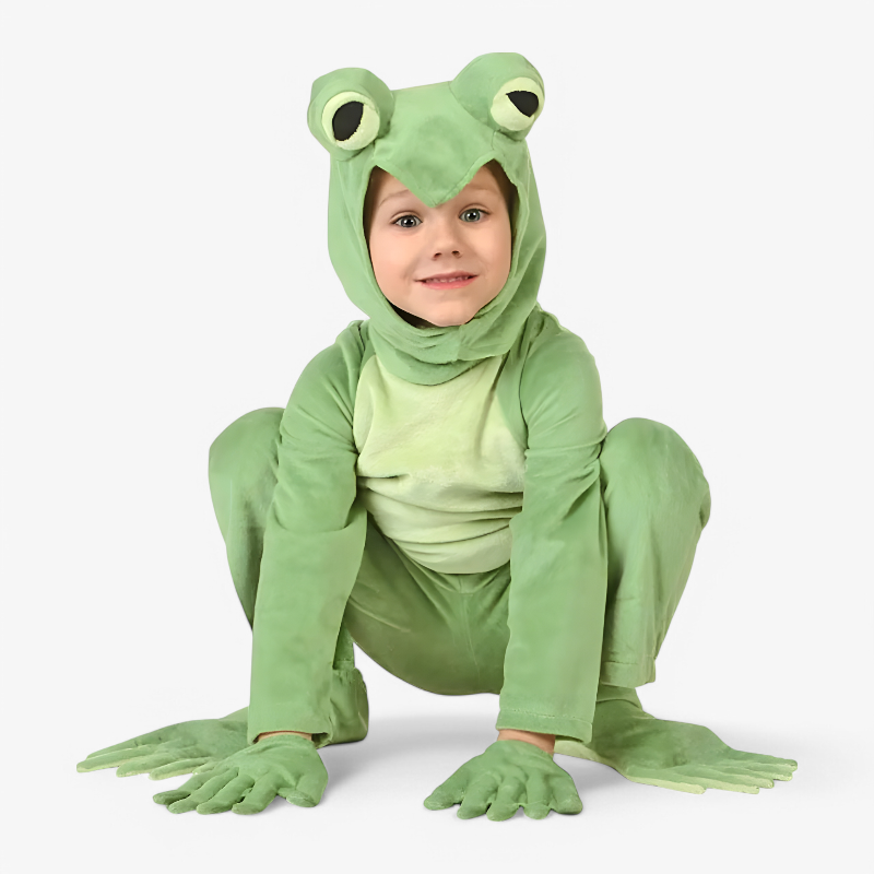 Frog Costume for Kids – Adorable Jumpsuit with Ears and Gloves