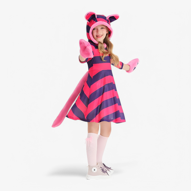 Cheshire Cat Costume for Kids – Includes Hat, Gloves, and Tail
